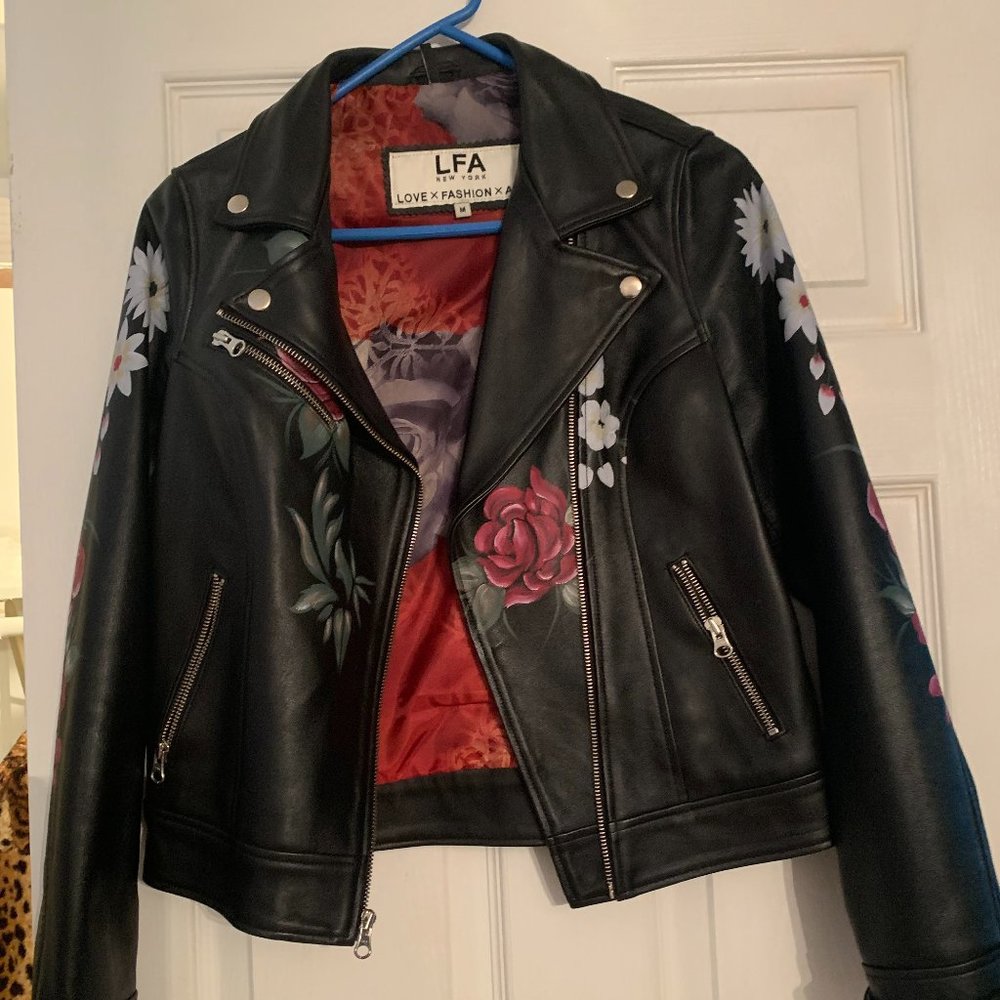 Hand-painted details Leather Jacket